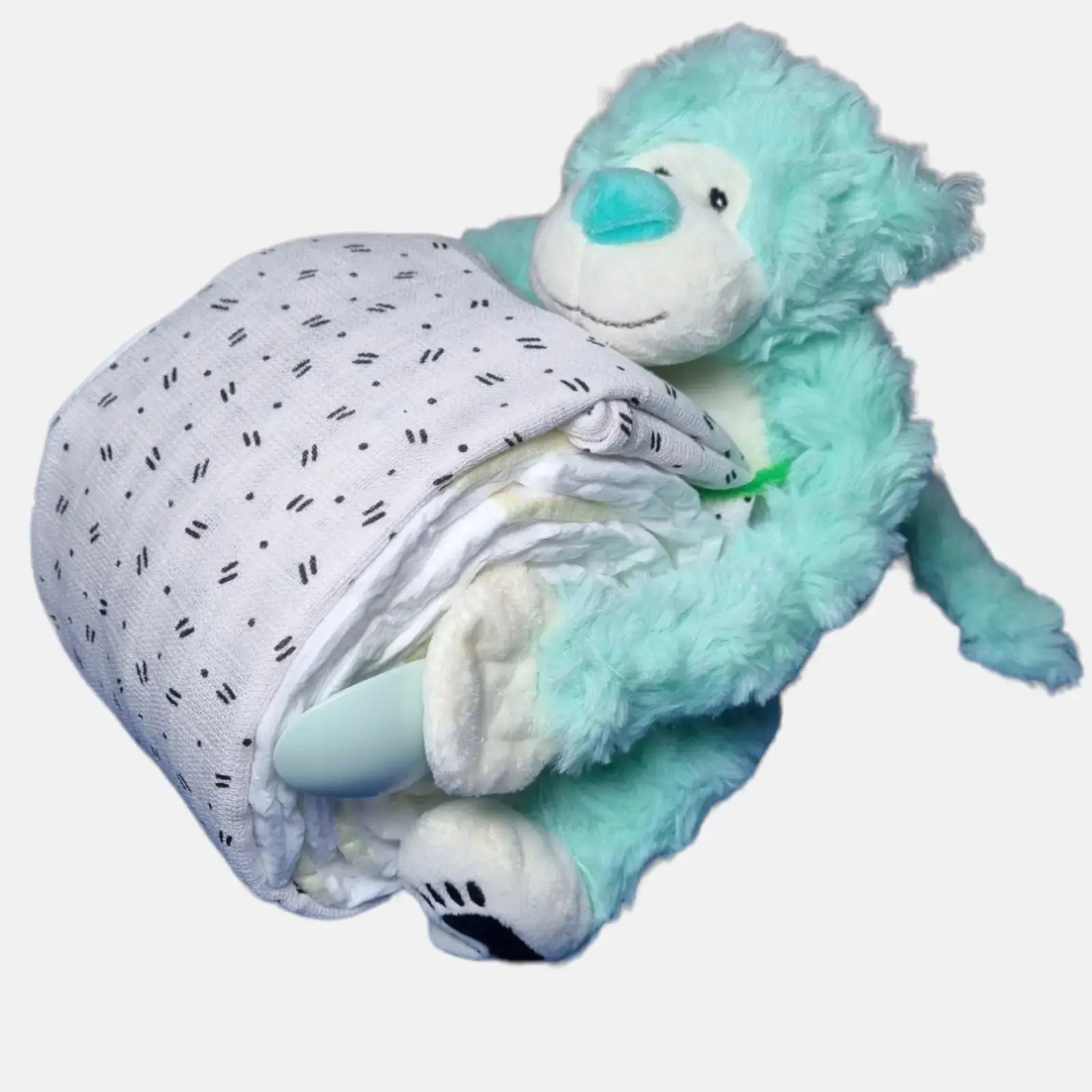 Aapje met trom Mint Luiertaart - Geboortegift