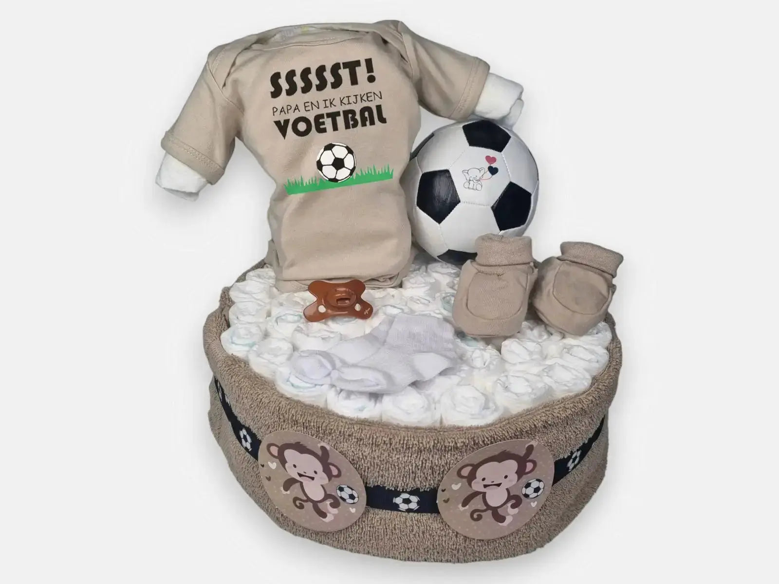 Baby Voetbal luiertaart - Bruin - Geboortegift