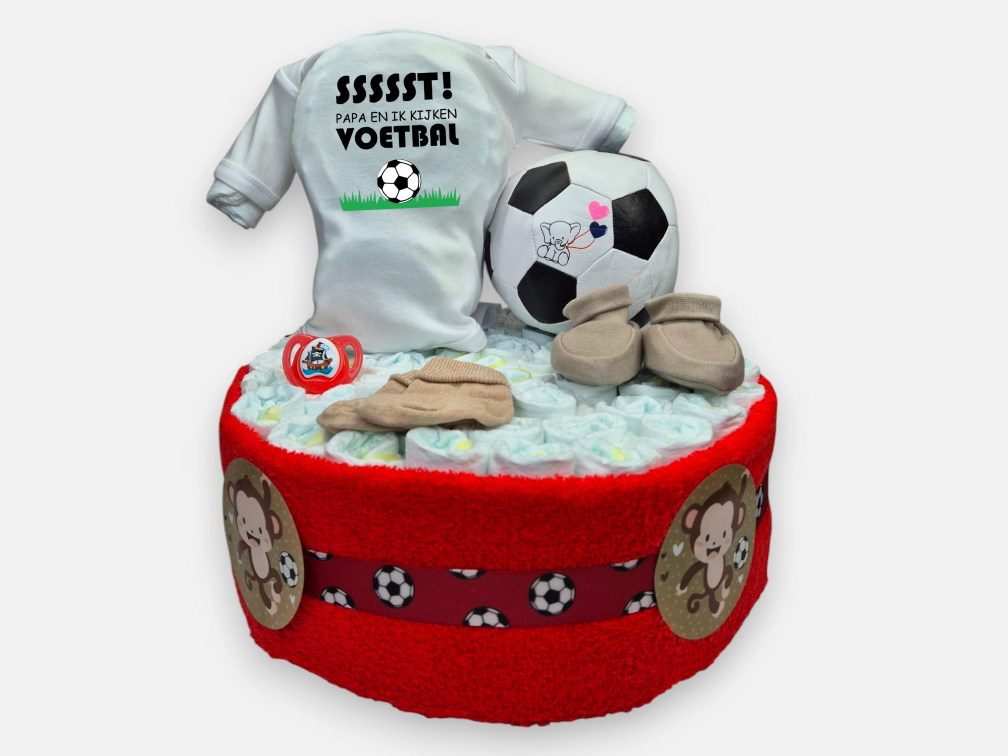 Baby Voetbal Luiertaart - Rood Geboortegift