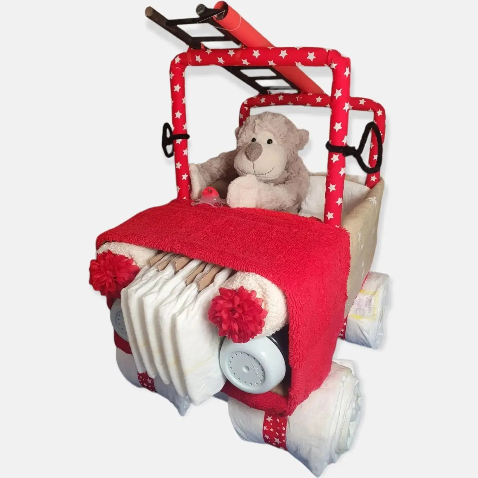 Brandweer Jeep Rood Luiertaart - Geboortegift