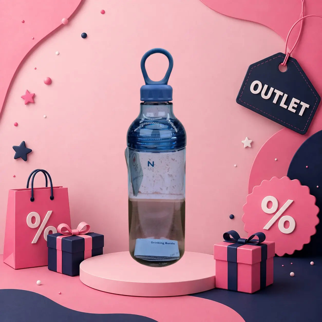 Drinkfles Blauw 0,5L Geboortegift