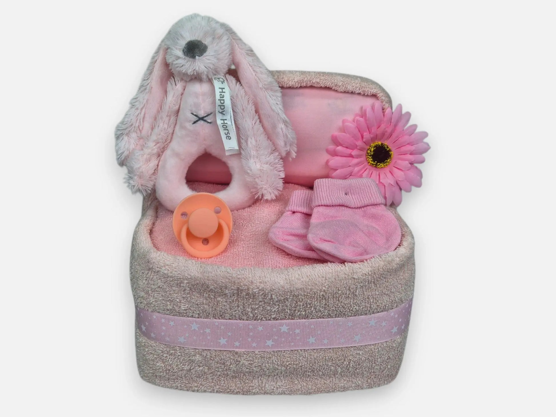 Happy Horse Wiegje Roze Luiertaart (groot) Geboortegift