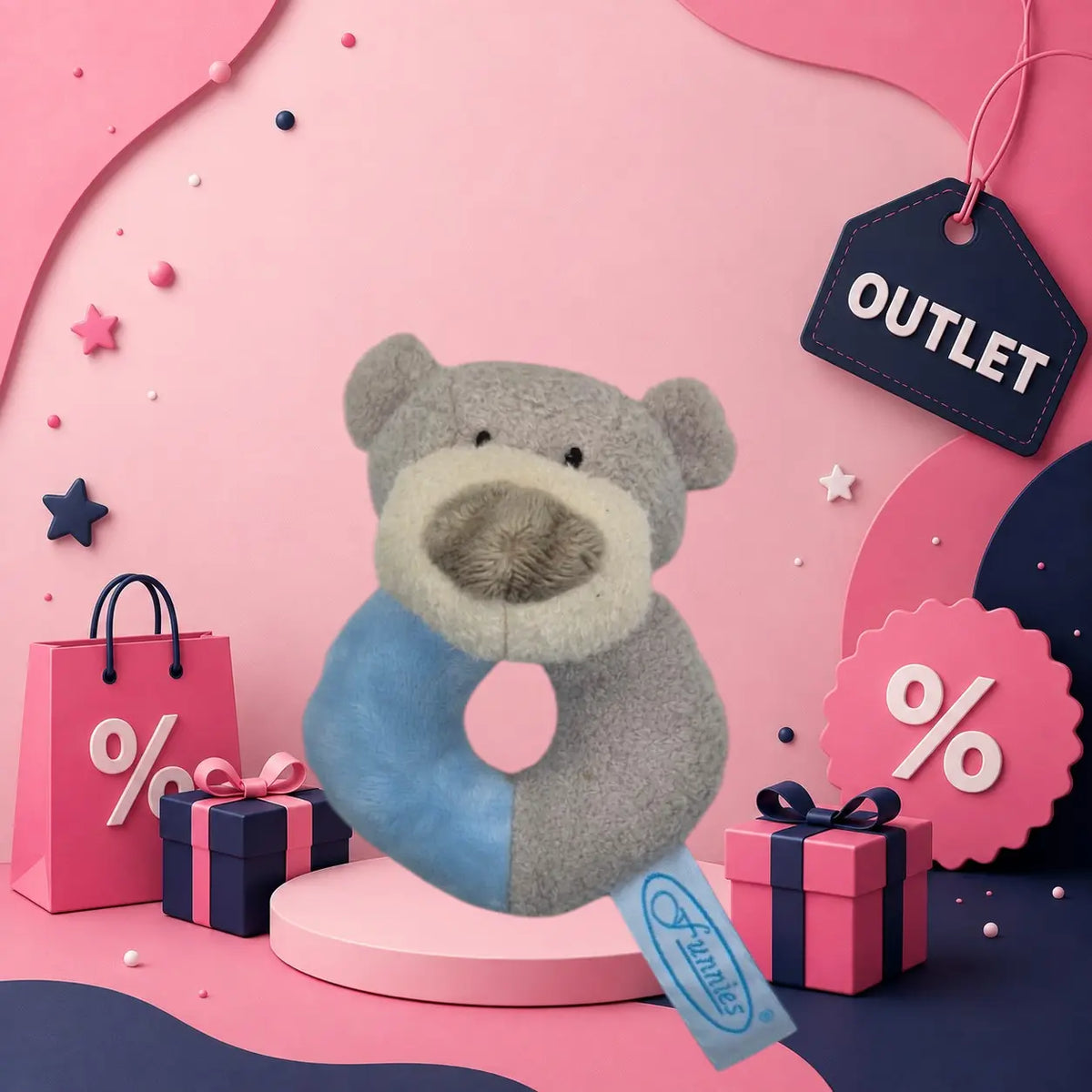Knuffelrammelaar Beertje Blauw Geboortegift