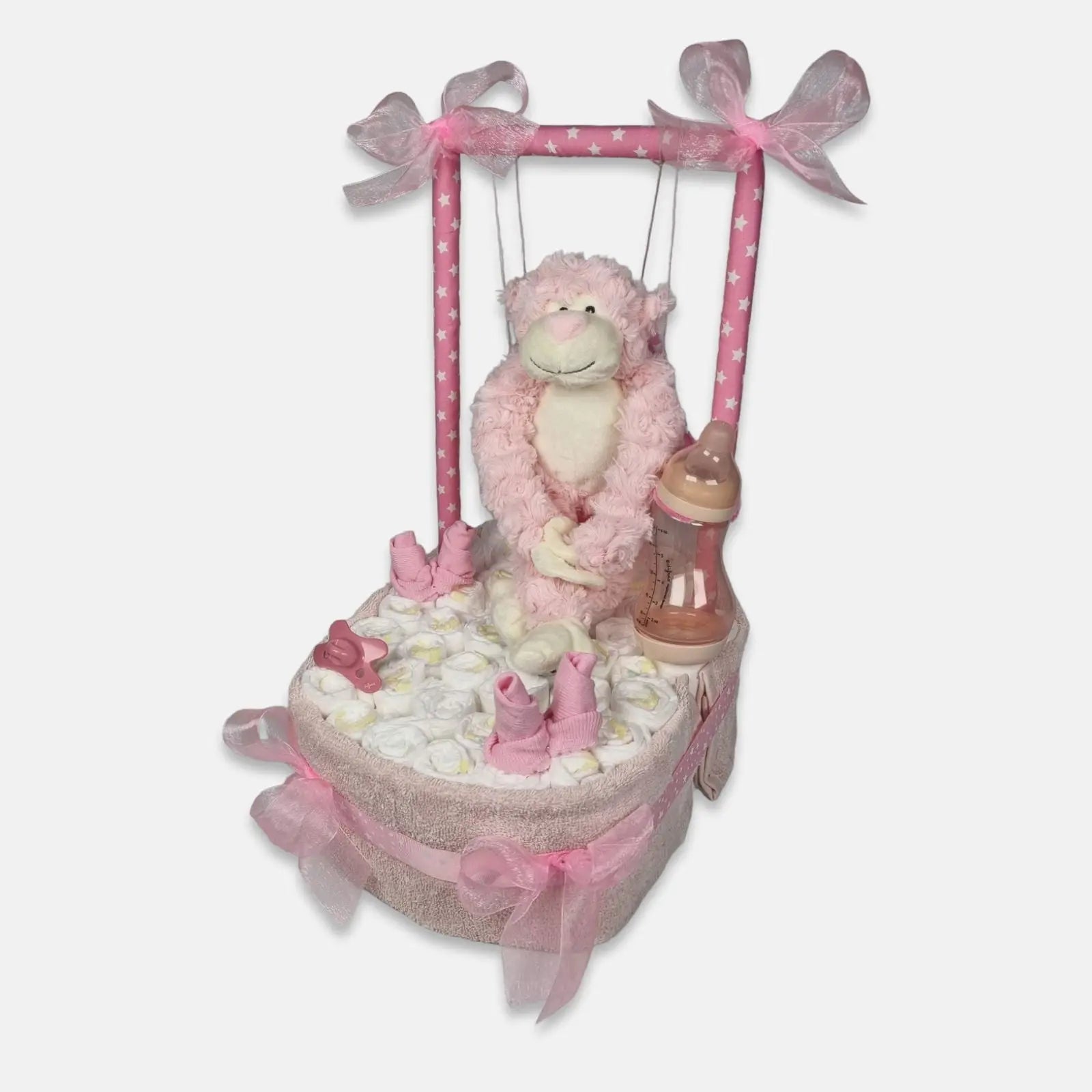 Luiertaart schommelstoel Roze - Geboortegift