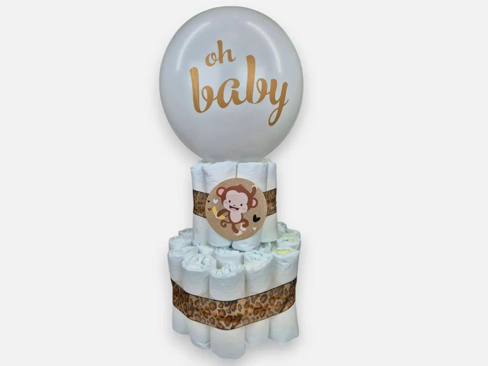 Mini Babyshower Luchtballon Luiertaart - Bruin - Geboortegift