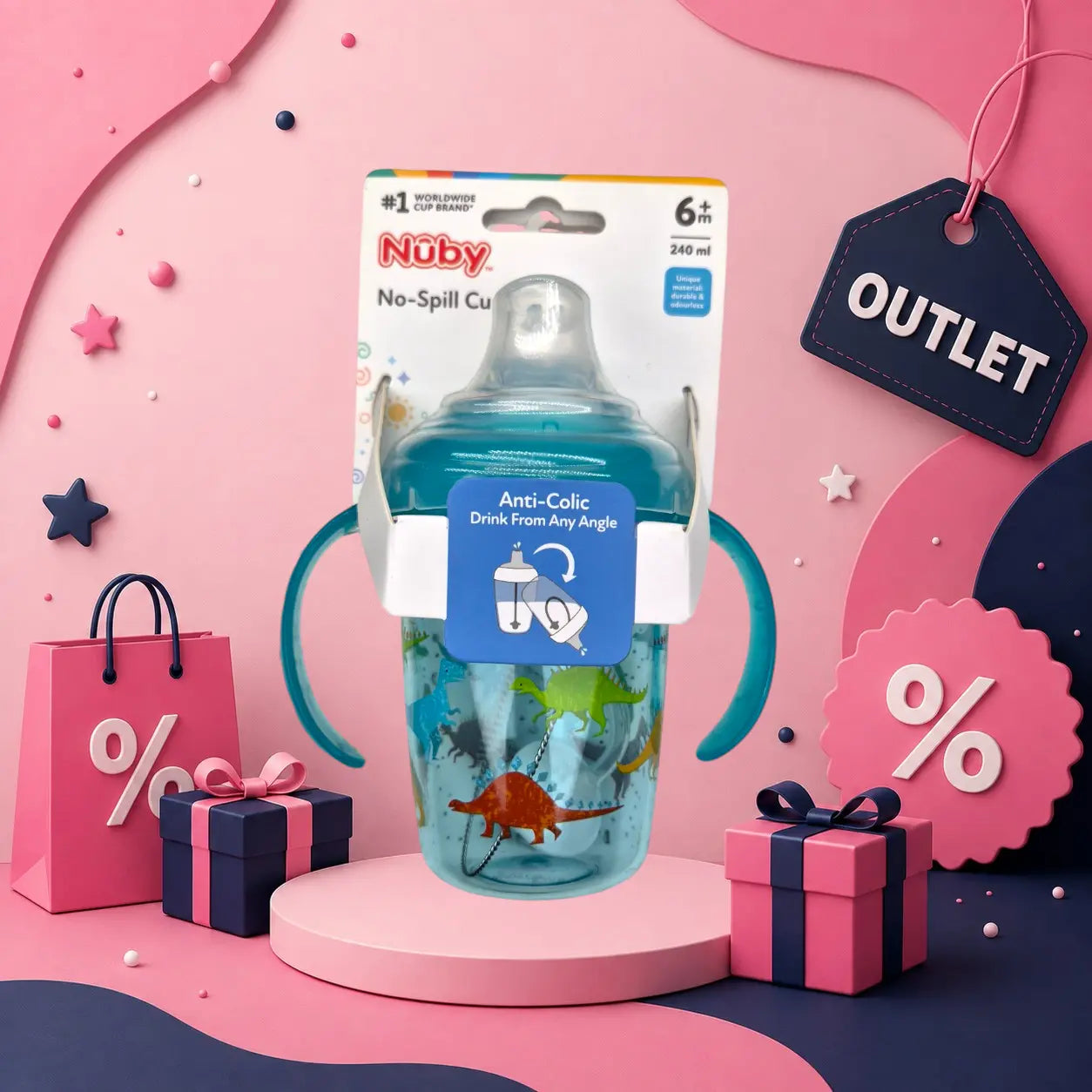 No-Spill Cup 240ml Dino Geboortegift
