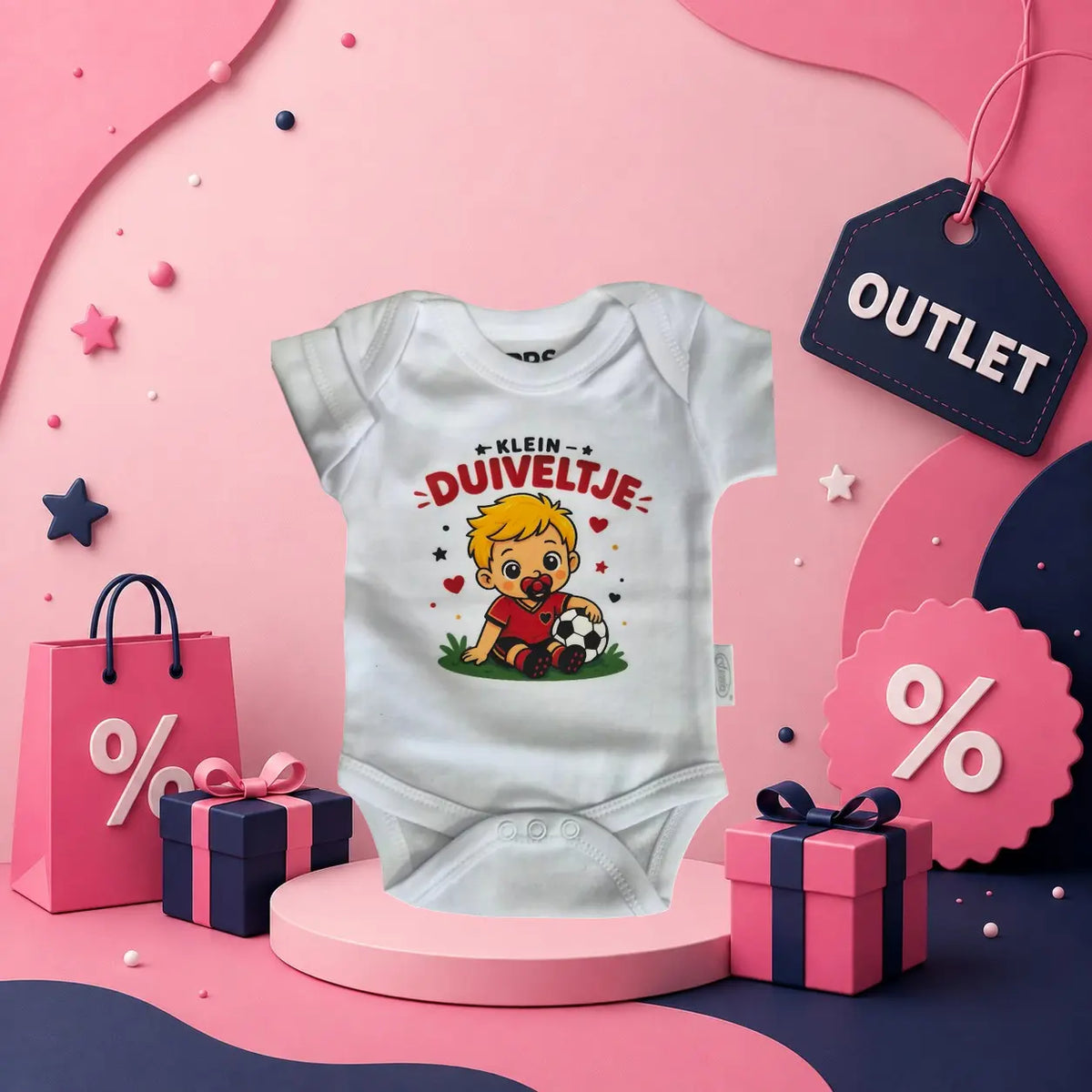 Romper Klein Duiveltje Wit Geboortegift
