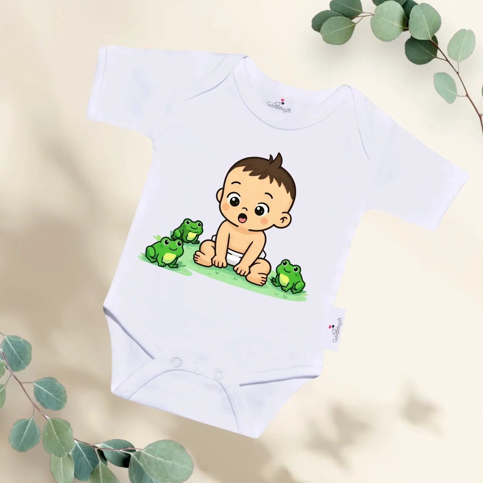 Rompertje Baby met kikkertjes Geboortegift