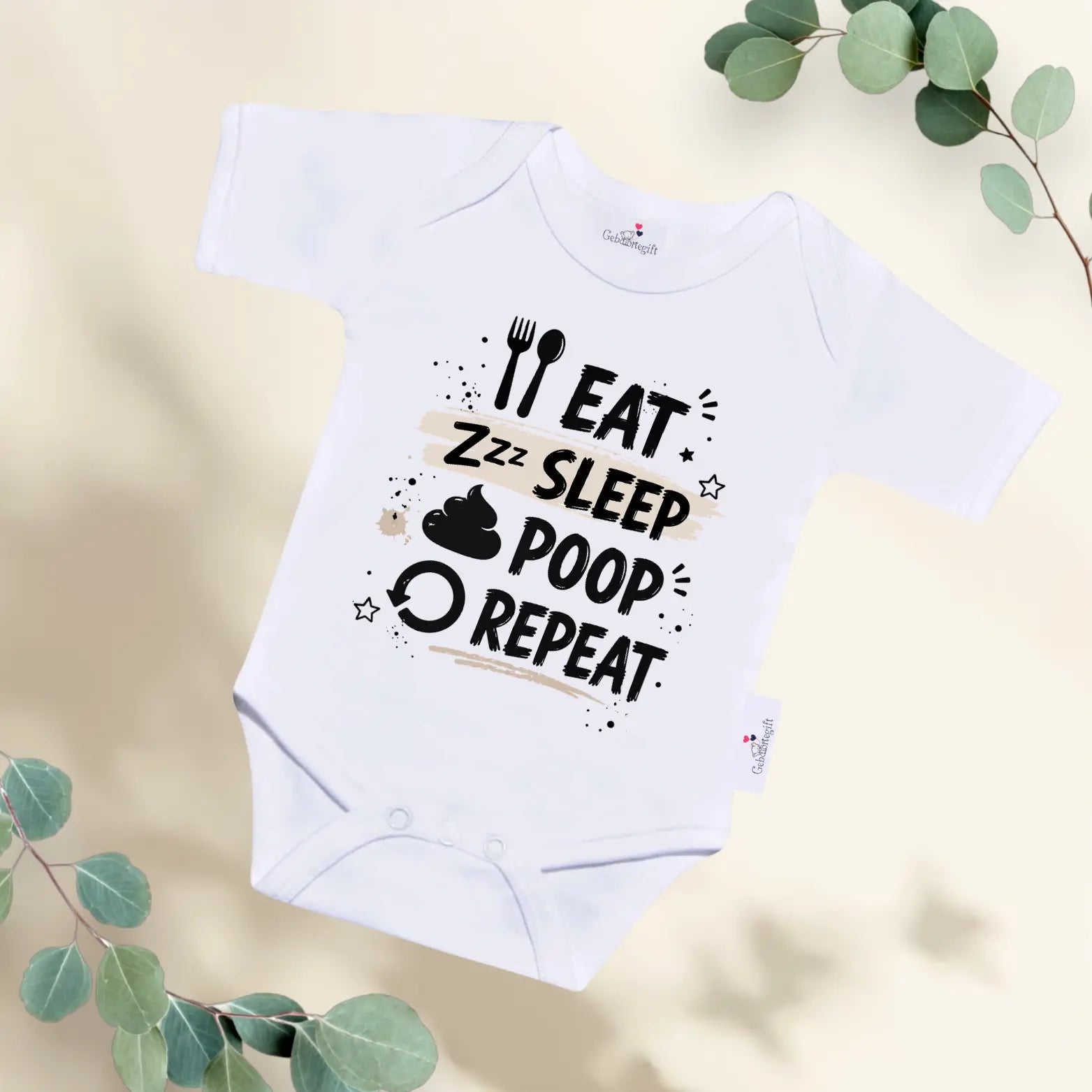 Rompertje Eat Sleep Poop Repeat Geboortegift