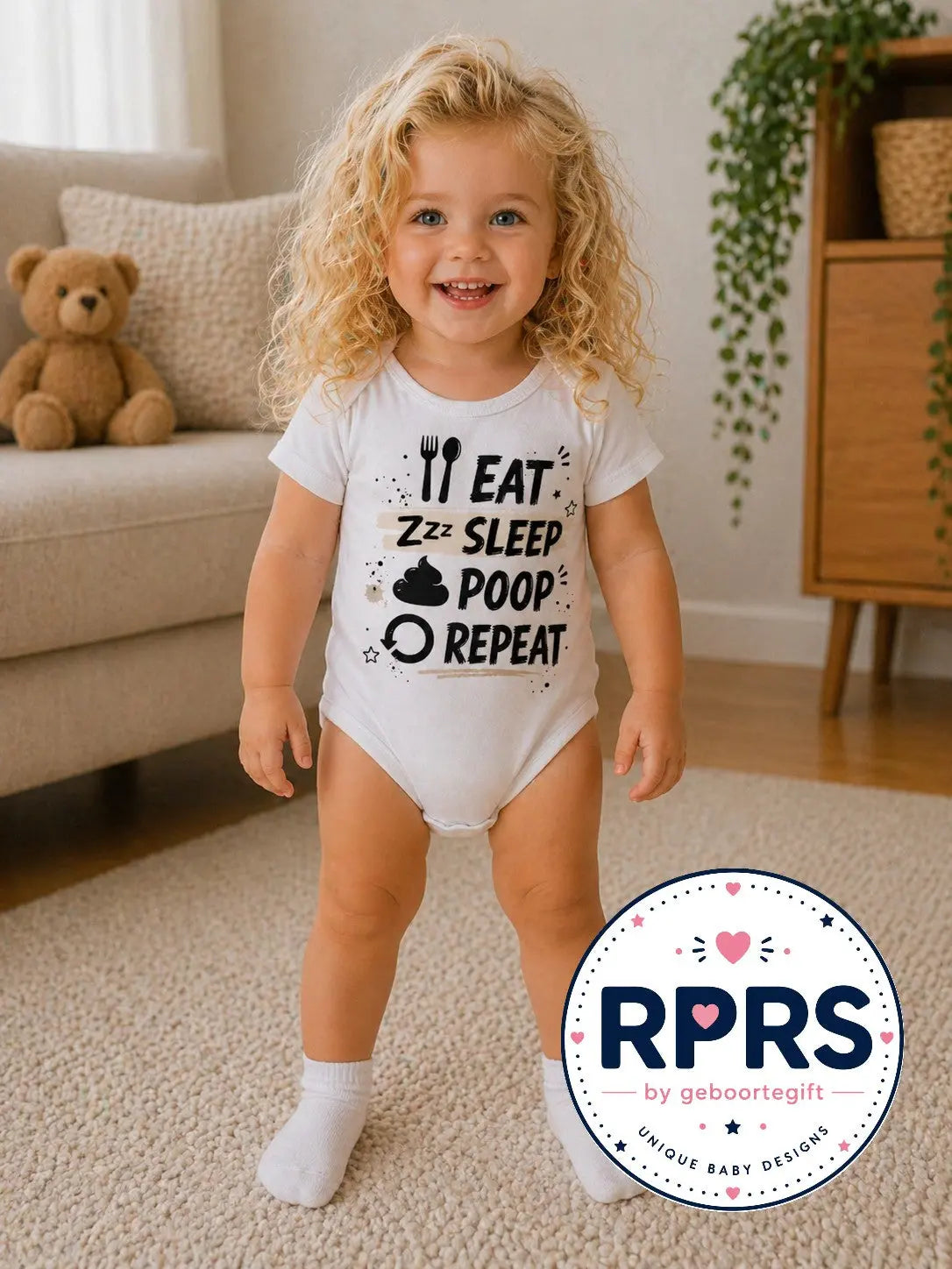 Rompertje Eat Sleep Poop Repeat Geboortegift
