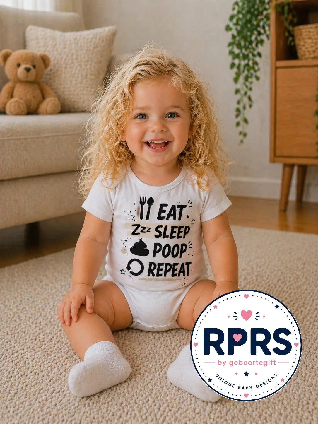 Rompertje Eat Sleep Poop Repeat Geboortegift