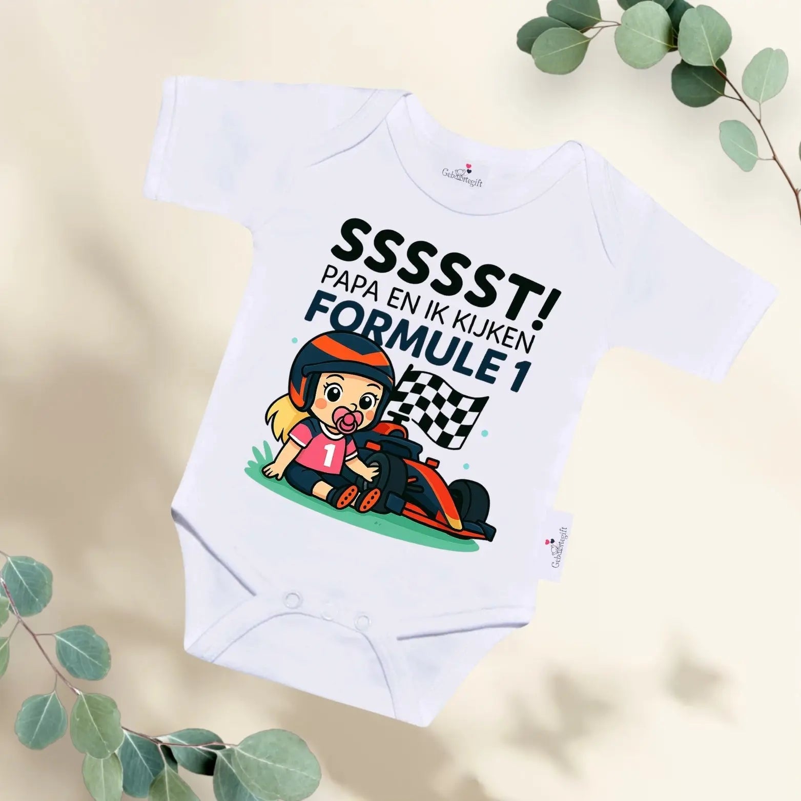 Rompertje SSST! Papa en ik kijken Formule 1 – Meisje Geboortegift