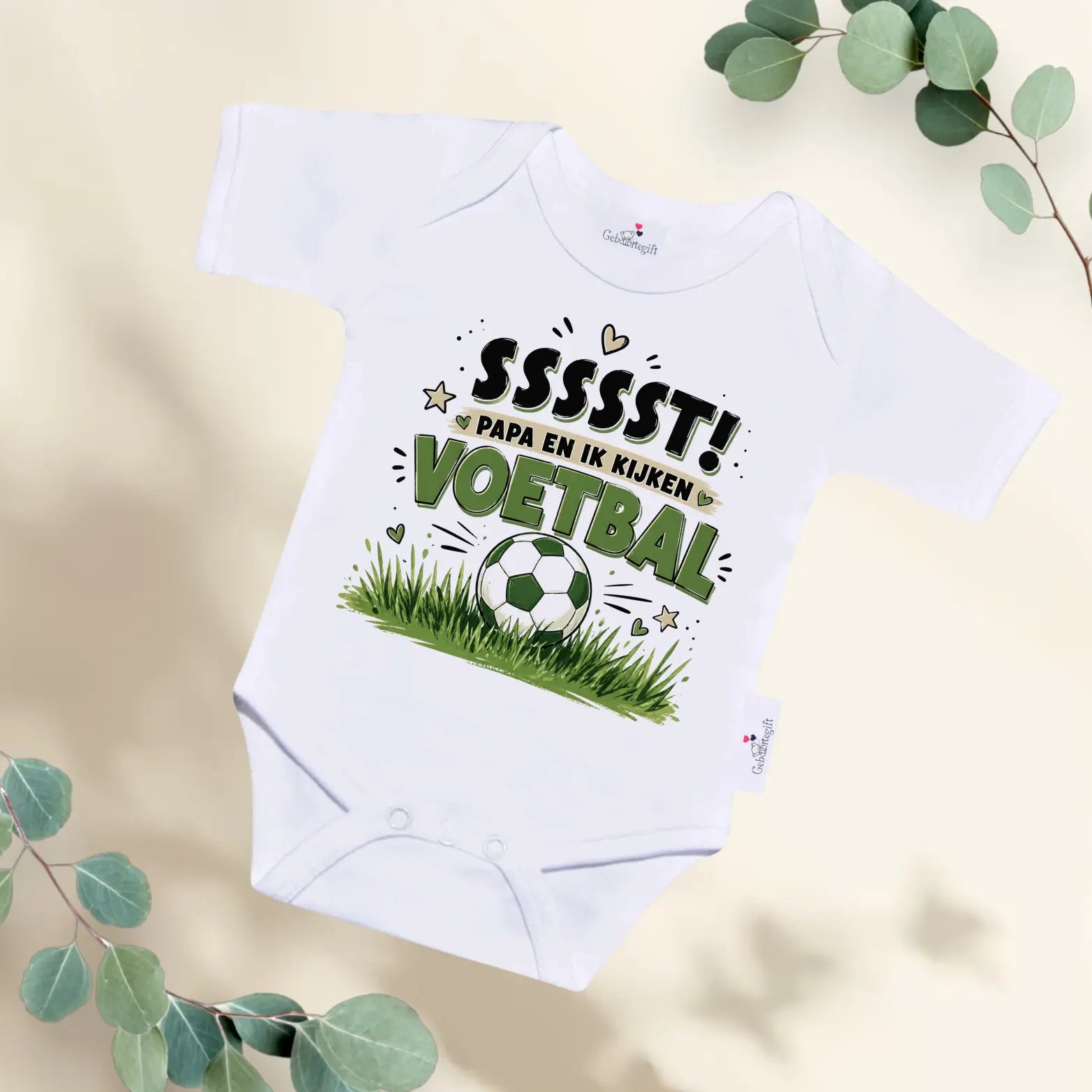 Slabbetje Sssst Papa en Ik kijken voetbal Geboortegift