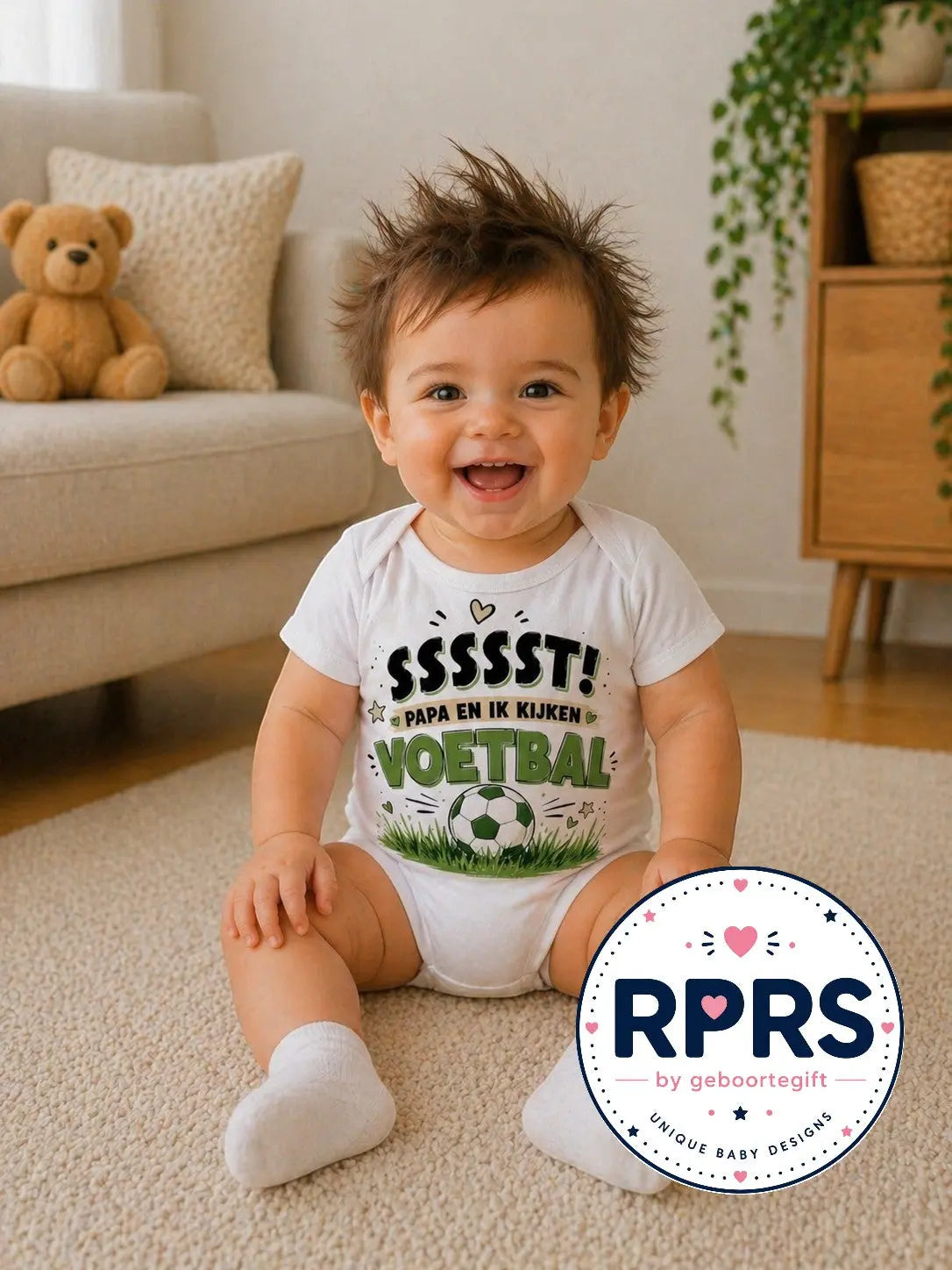Rompertje Sssst Papa en Ik kijken voetbal Geboortegift