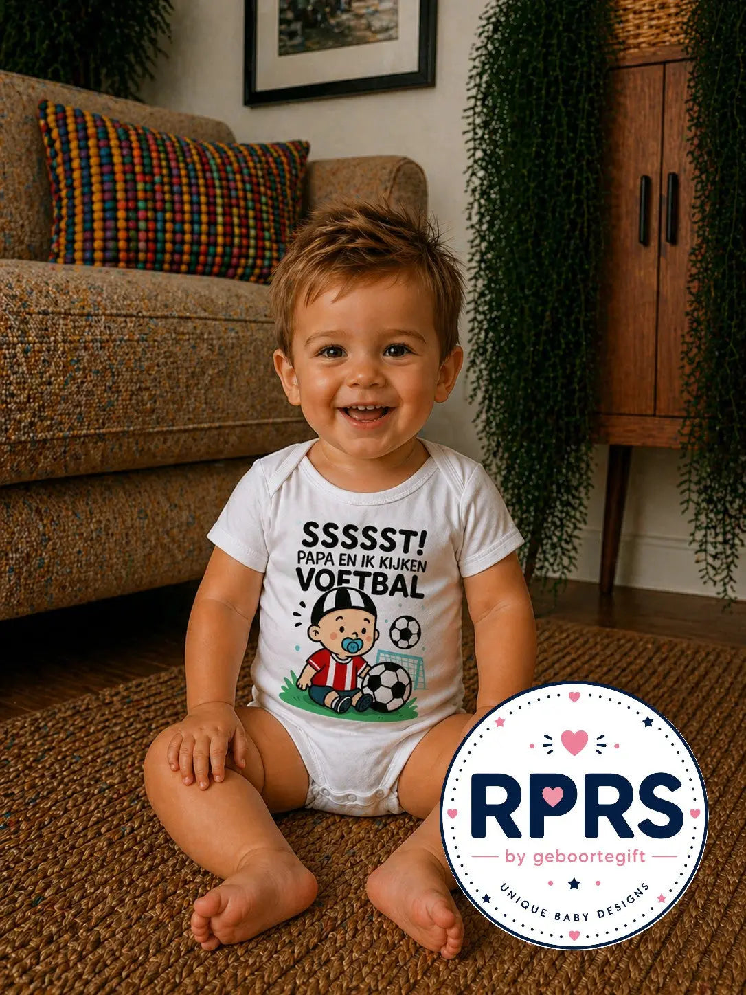 Rompertje Sssst! Mijn papa en ik kijken voetbal - jongen Geboortegift