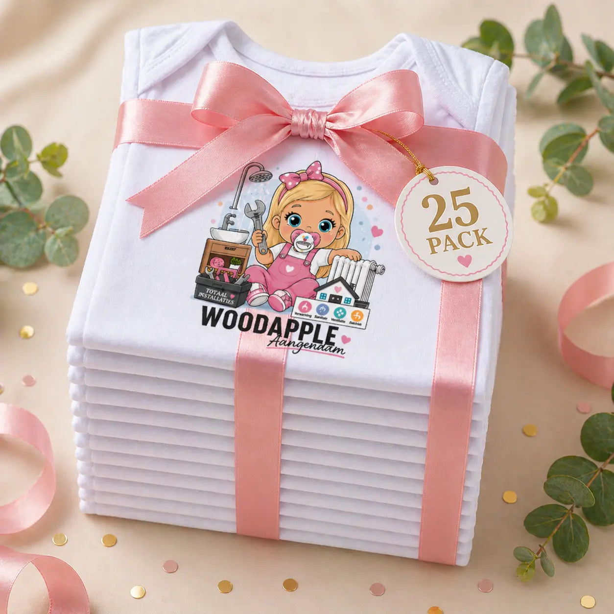 Slabbetje met logo (25-pack) Geboortegift