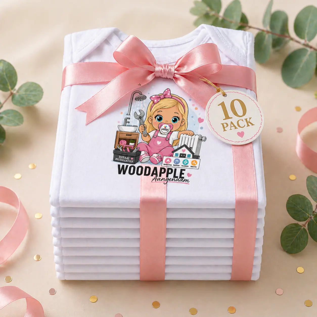 Rompertje met logo (10-pack) Geboortegift