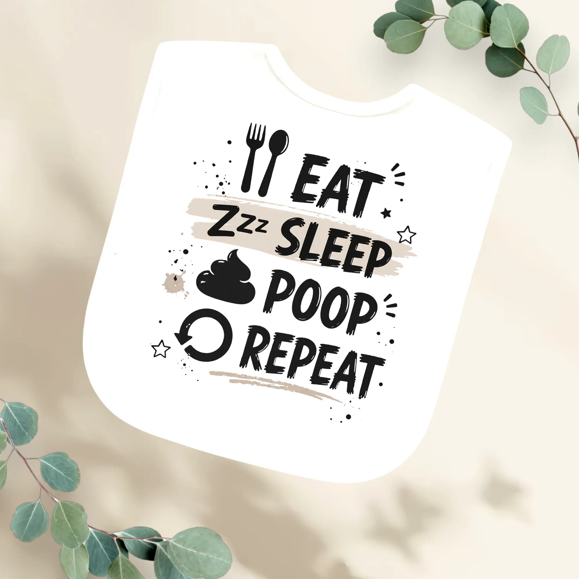 Slabbetje Eat Sleep Poop Repeat Geboortegift