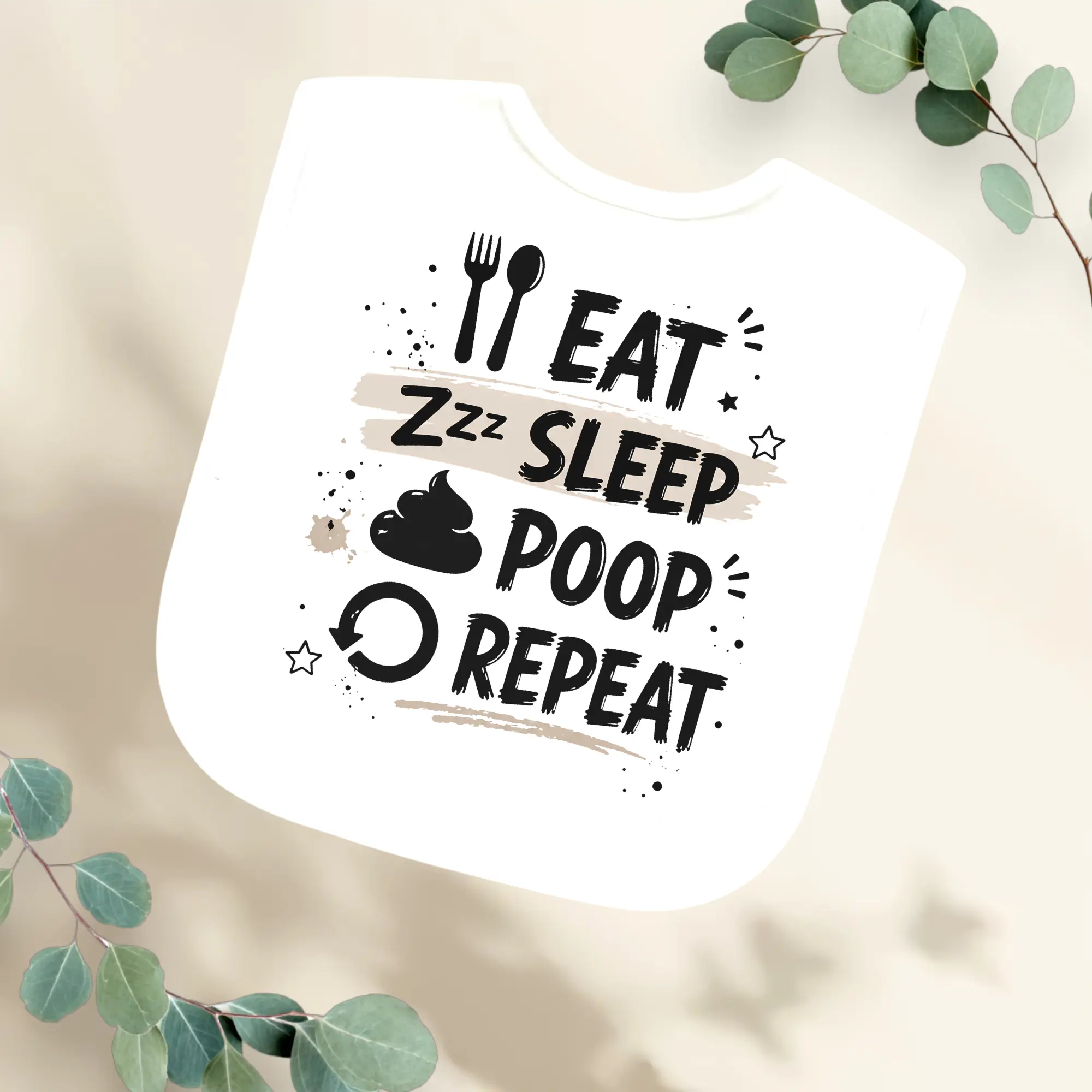 Slabbetje Eat Sleep Poop Repeat Geboortegift