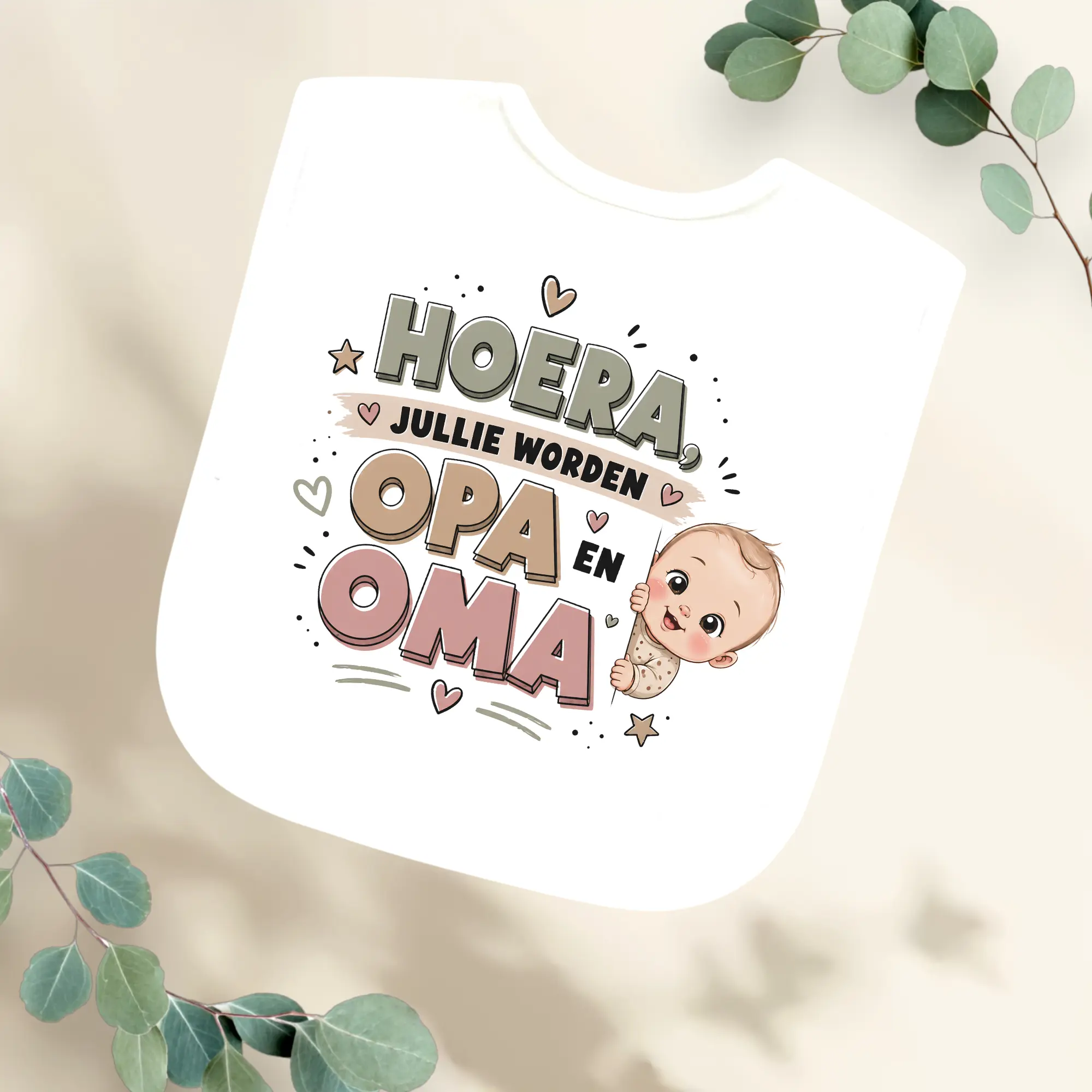 Slabbetje Hoera jullie worden oma en opa Geboortegift