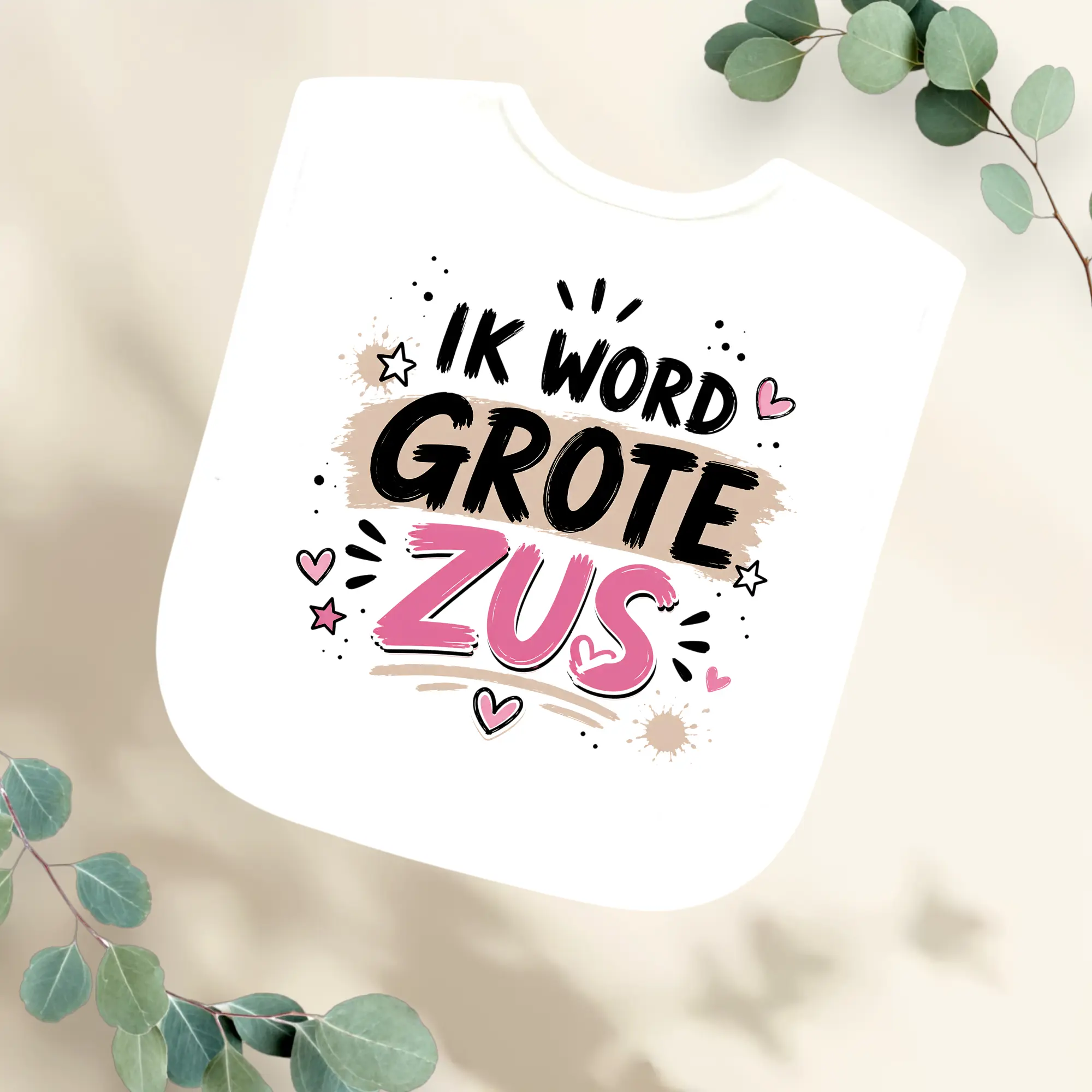 Slabbetje Ik word grote Zus Geboortegift