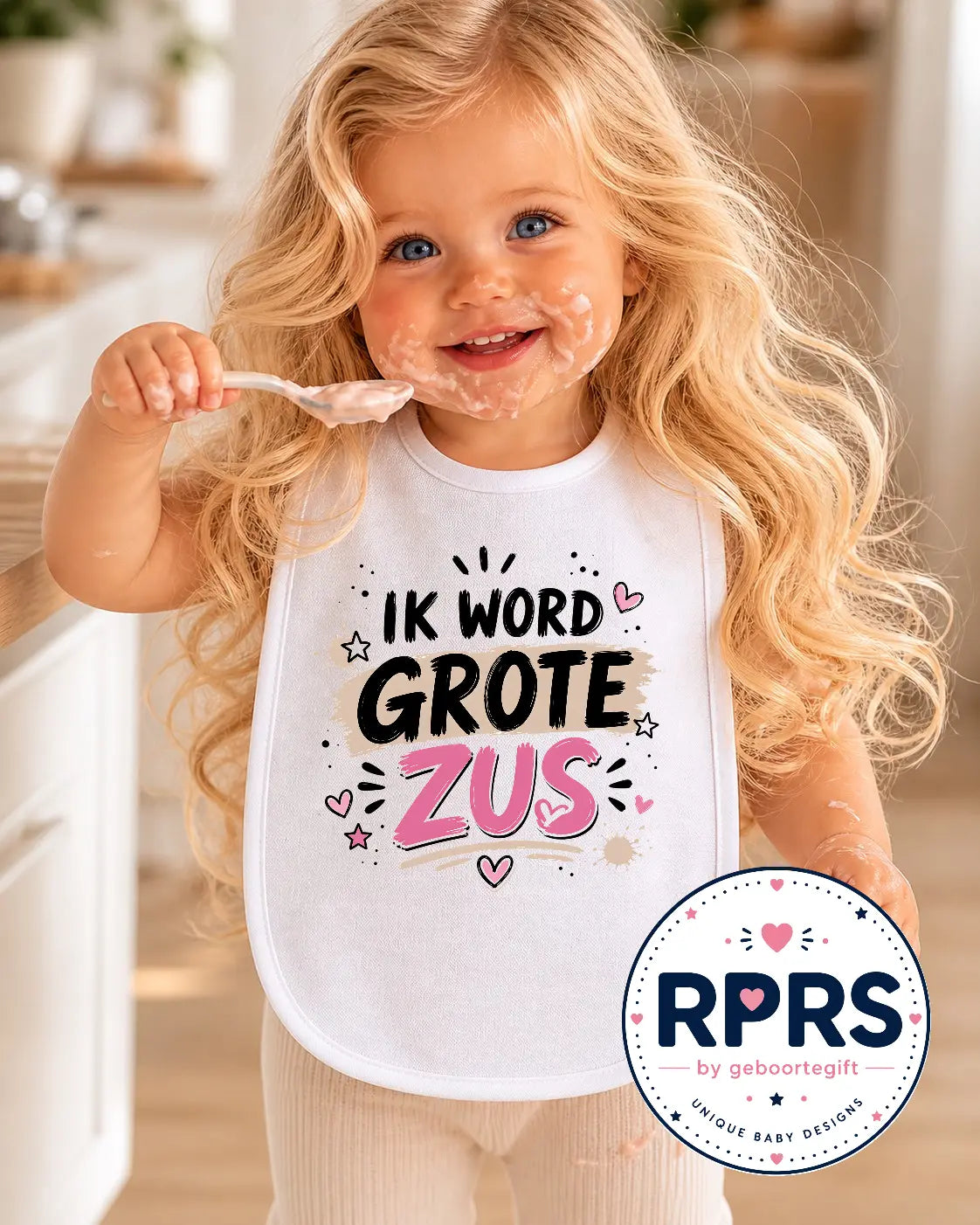 Slabbetje Ik word grote Zus Geboortegift