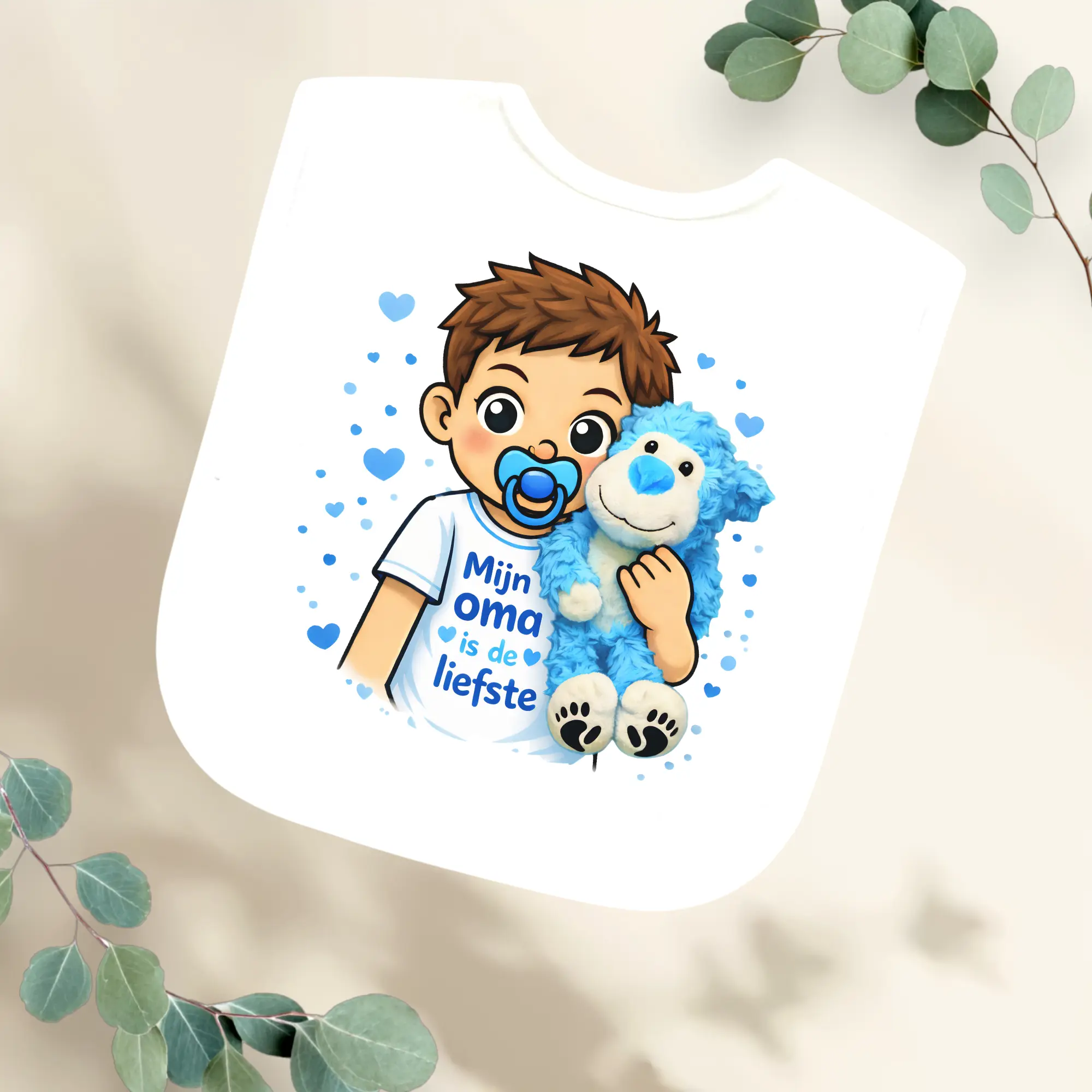 Slabbetje Mijn oma is de liefste - jongen Geboortegift