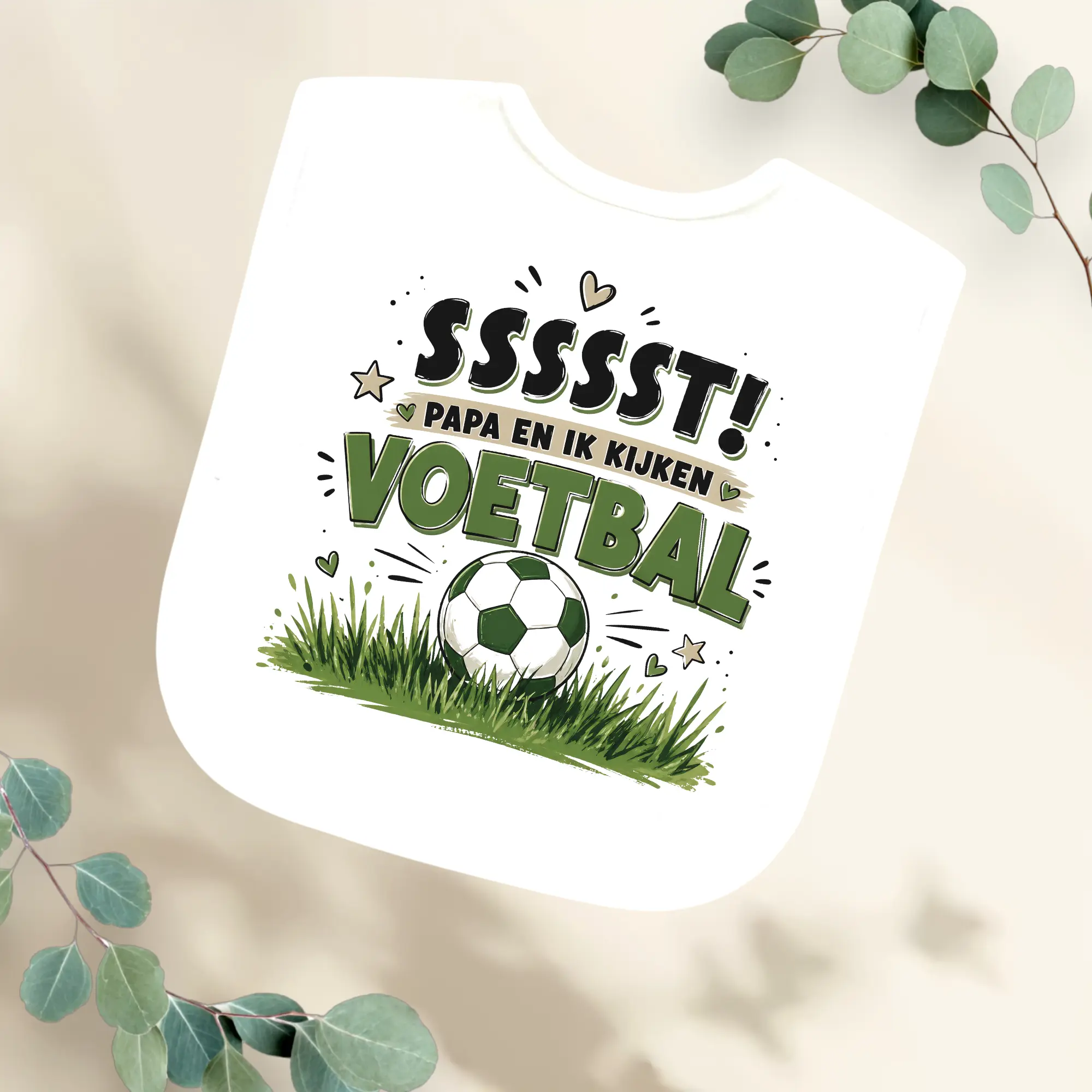 Slabbetje Sssst Papa en Ik kijken voetbal Geboortegift