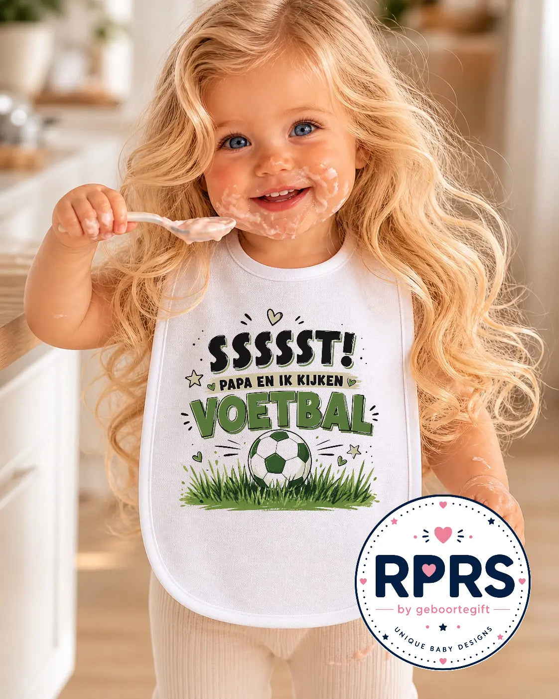 Slabbetje Sssst Papa en Ik kijken voetbal Geboortegift