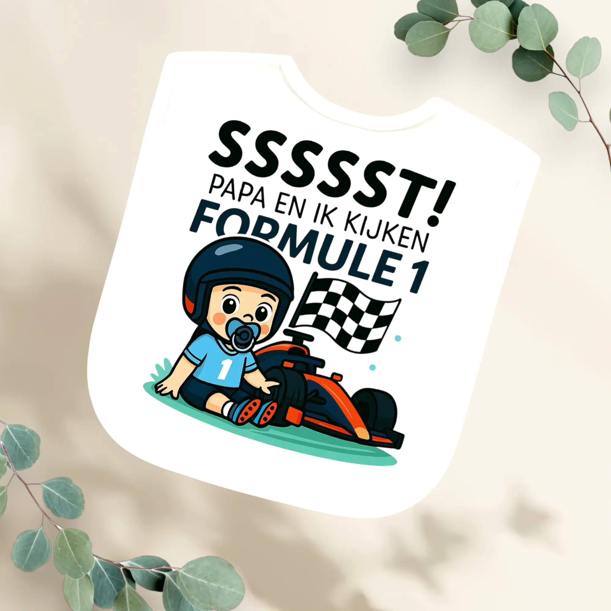 Slabbetje Sssst! Mijn papa en ik kijken formule 1 - jongen