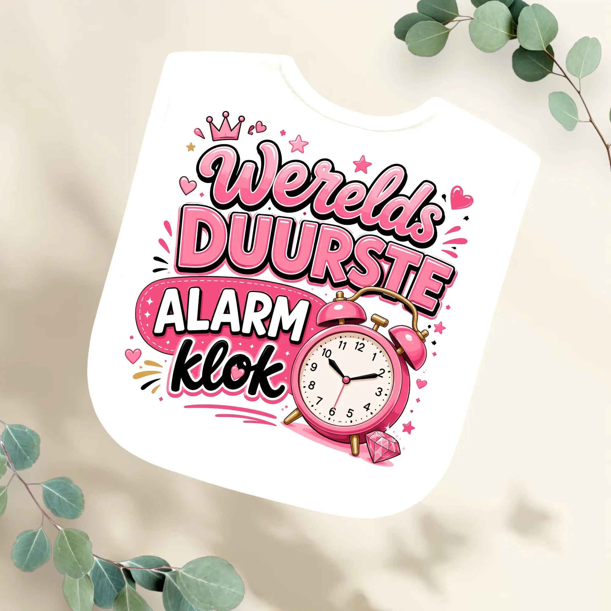 Slabbetje Werelds Duurste Alarmklok - Meisje Geboortegift
