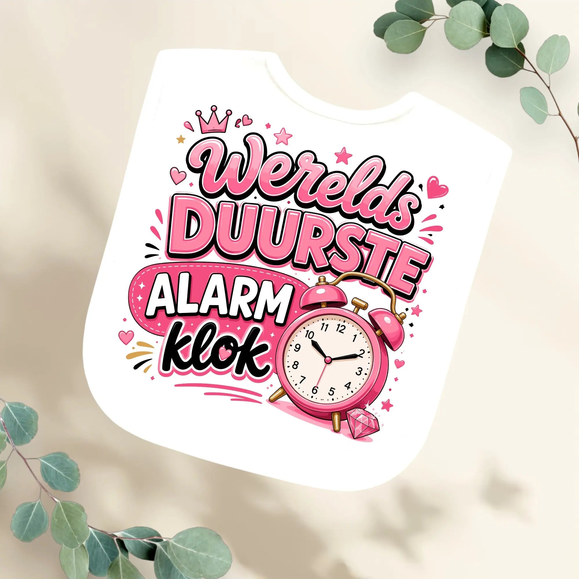 Slabbetje Werelds Duurste Alarmklok - Meisje Geboortegift