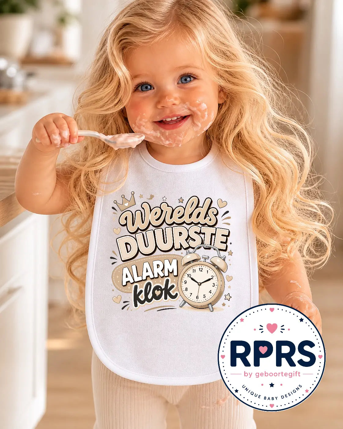 Slabbetje Werelds Duurste Alarmklok - Neutraal Geboortegift