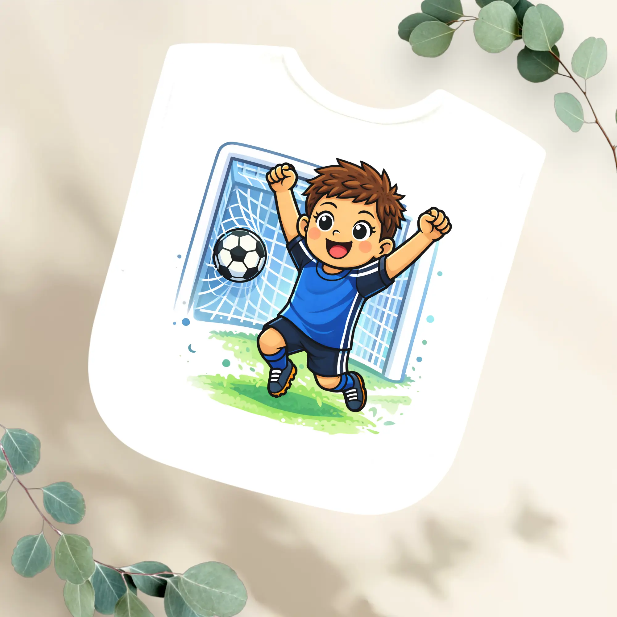 Slabbetje jongen in de goal Geboortegift