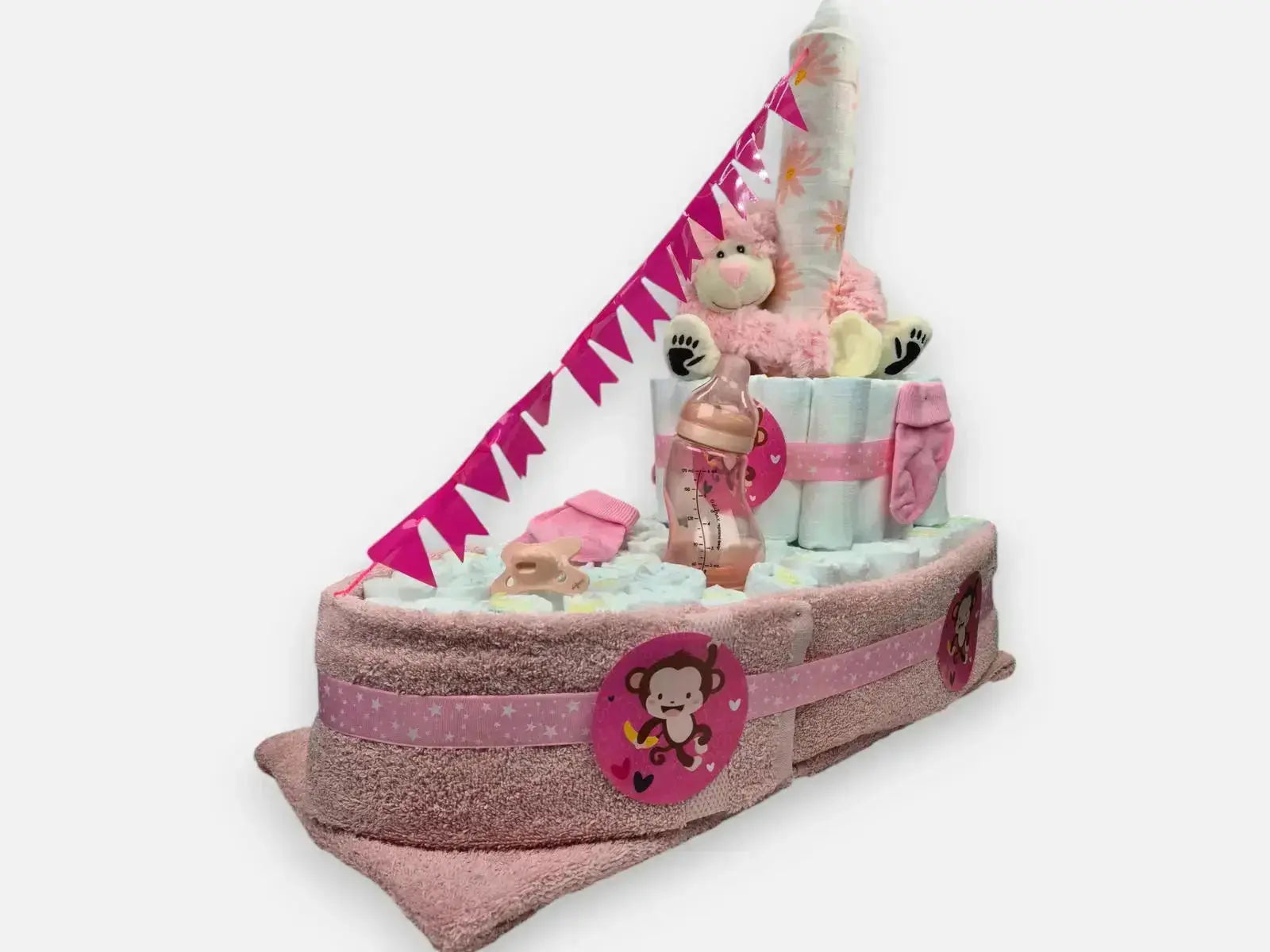 Stoomboot XXL Luiertaart - Roze - Geboortegift