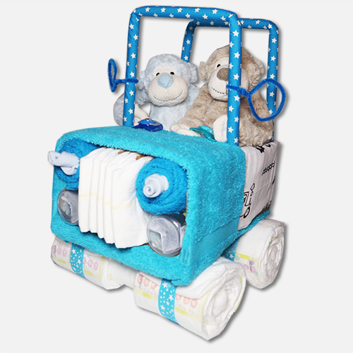 Tweeling Jeep Blauw Luiertaart - Geboortegift