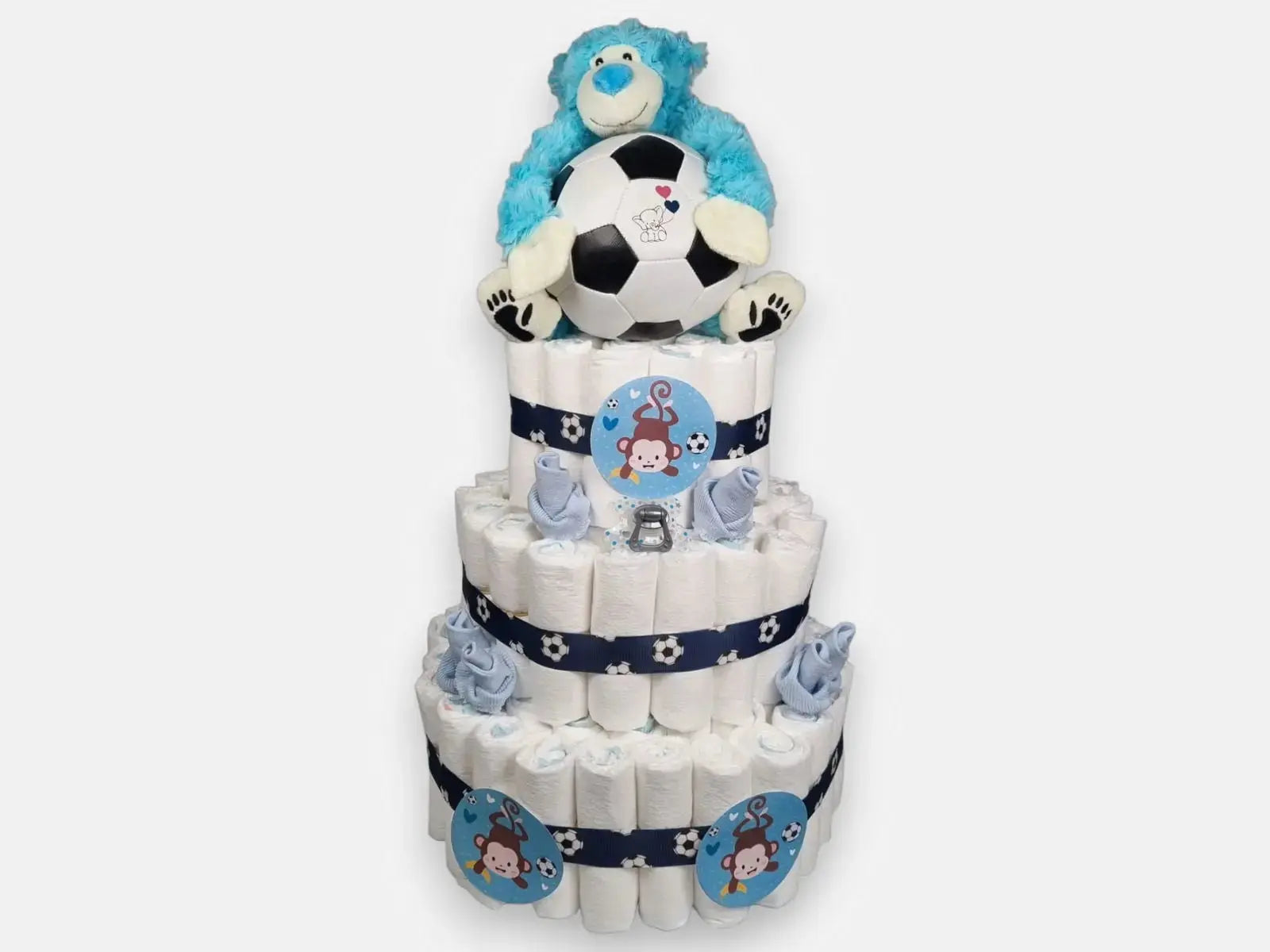 Voetbal XXL luiertaart - Blauw - Geboortegift