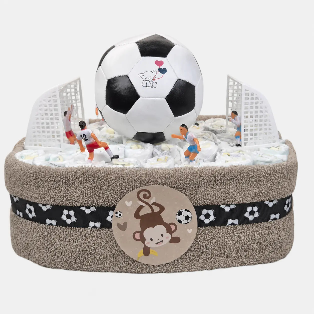 Voetbalveld Luiertaart - Bruin Geboortegift