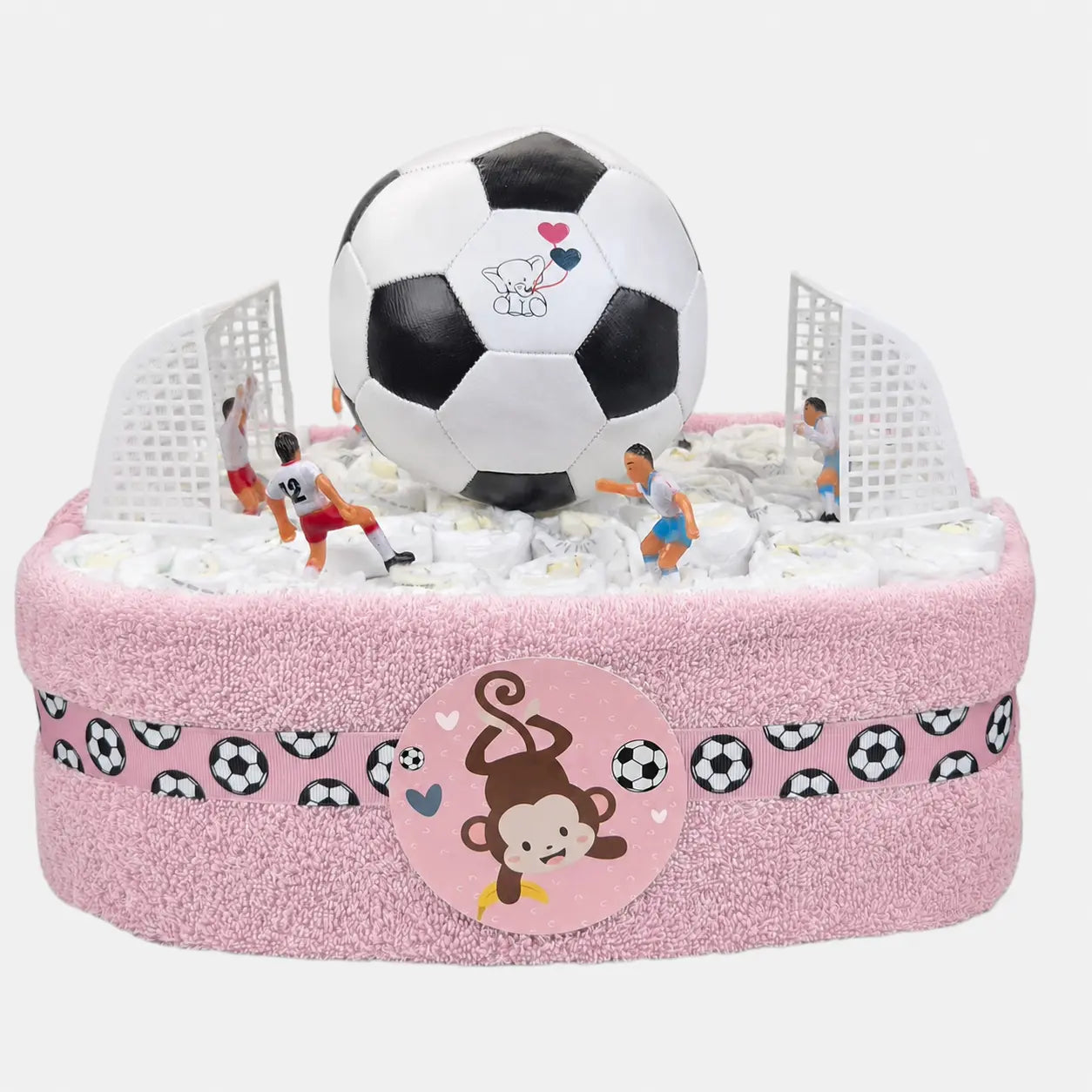 Voetbalveld Luiertaart - Roze Geboortegift