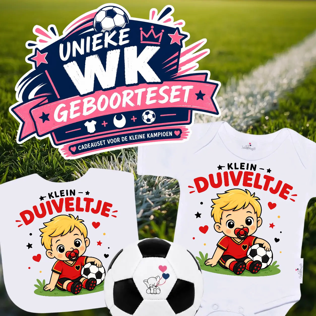 WK-setje Belgische voetbalelftal - Rode Duivels Geboortegift