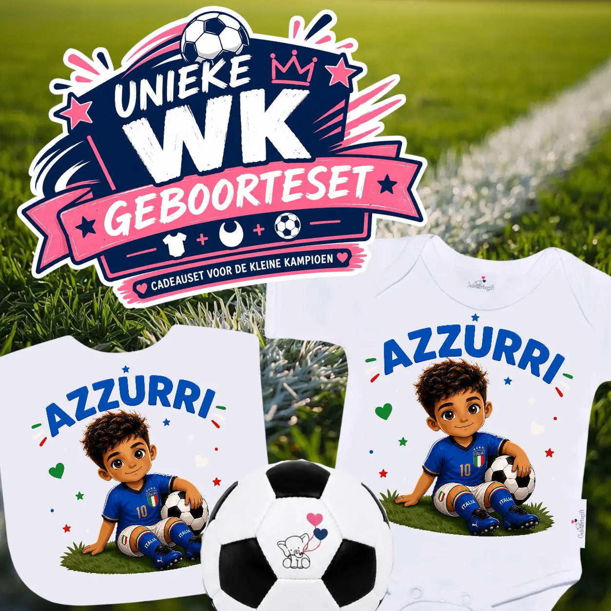 WK-setje Italië voetbalelftal - Jongen Geboortegift