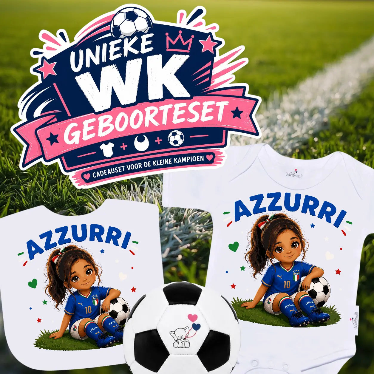 WK-setje Italië voetbalelftal - Meisje Geboortegift