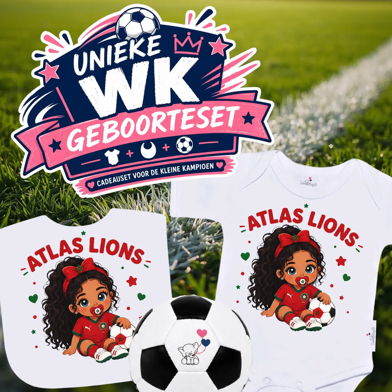 WK-setje Marokkaanse voetbalelftal - Atlas Lions (meisje) Geboortegift