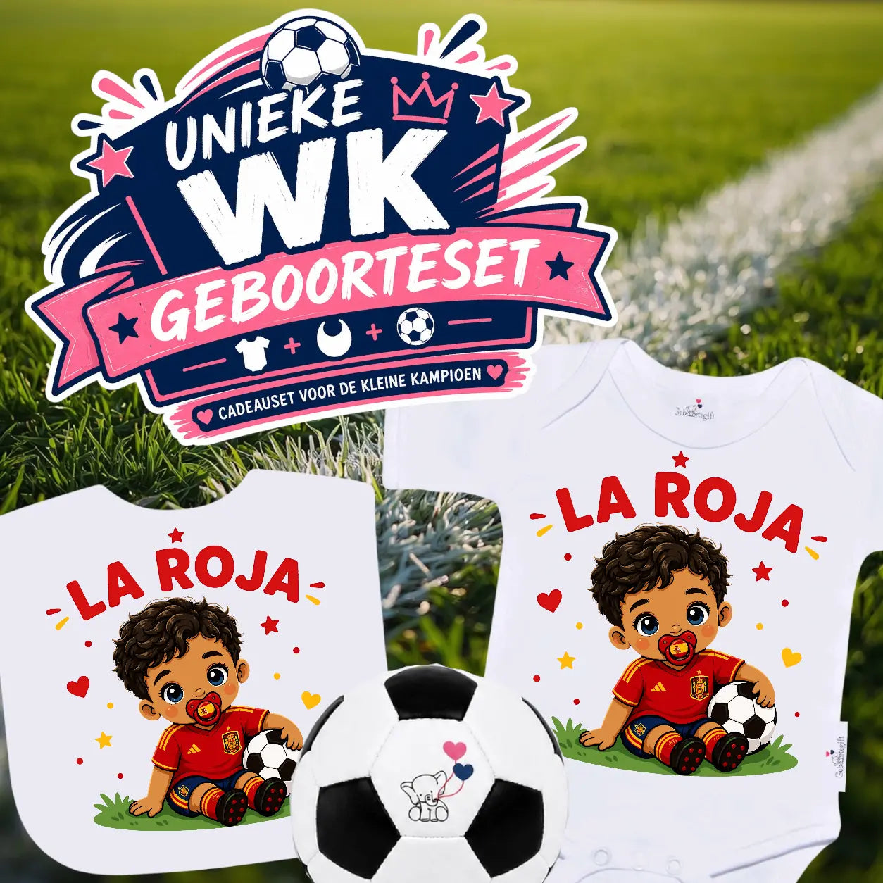WK-setje Spanje voetbalelftal - Jongen Geboortegift