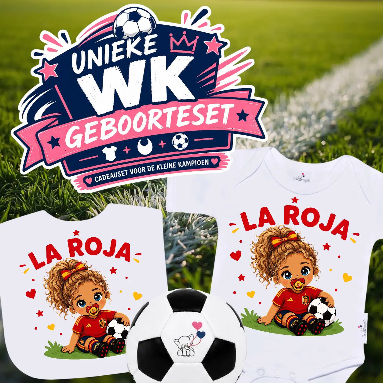 WK-setje Spanje voetbalelftal - Meisje Geboortegift