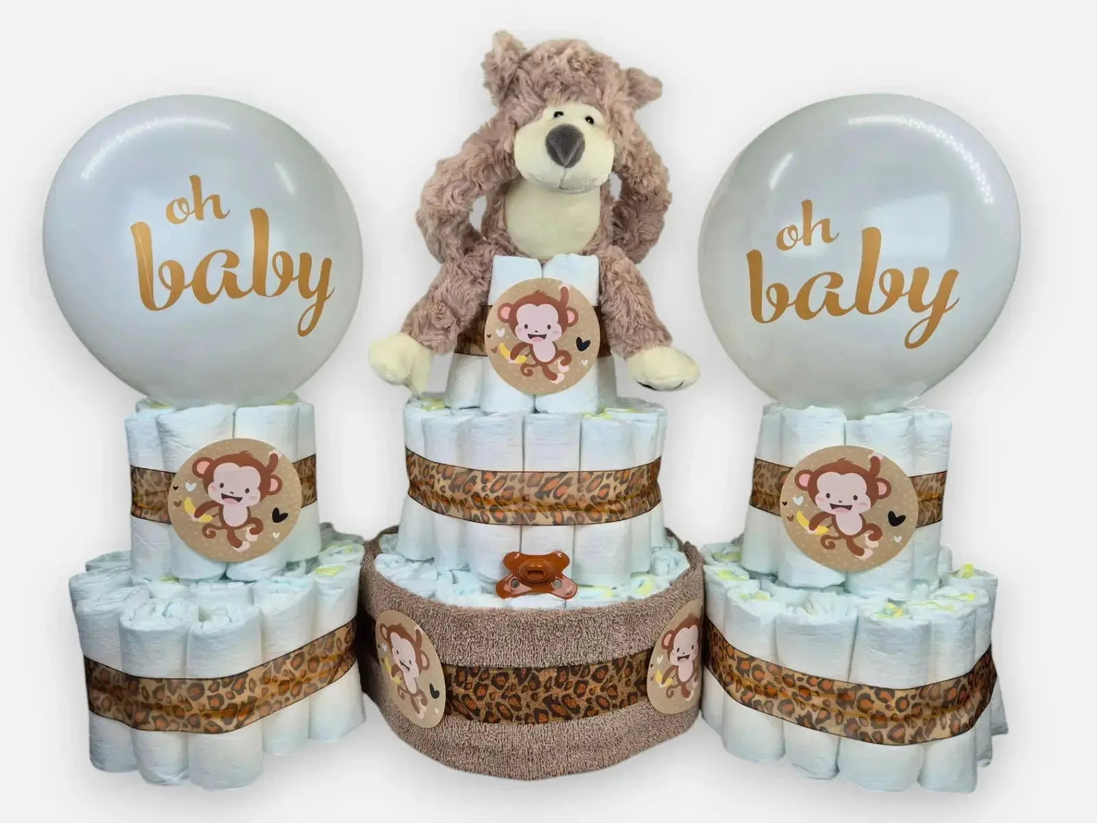 XXL Babyshower Luiertaart Special - Bruin - Geboortegift