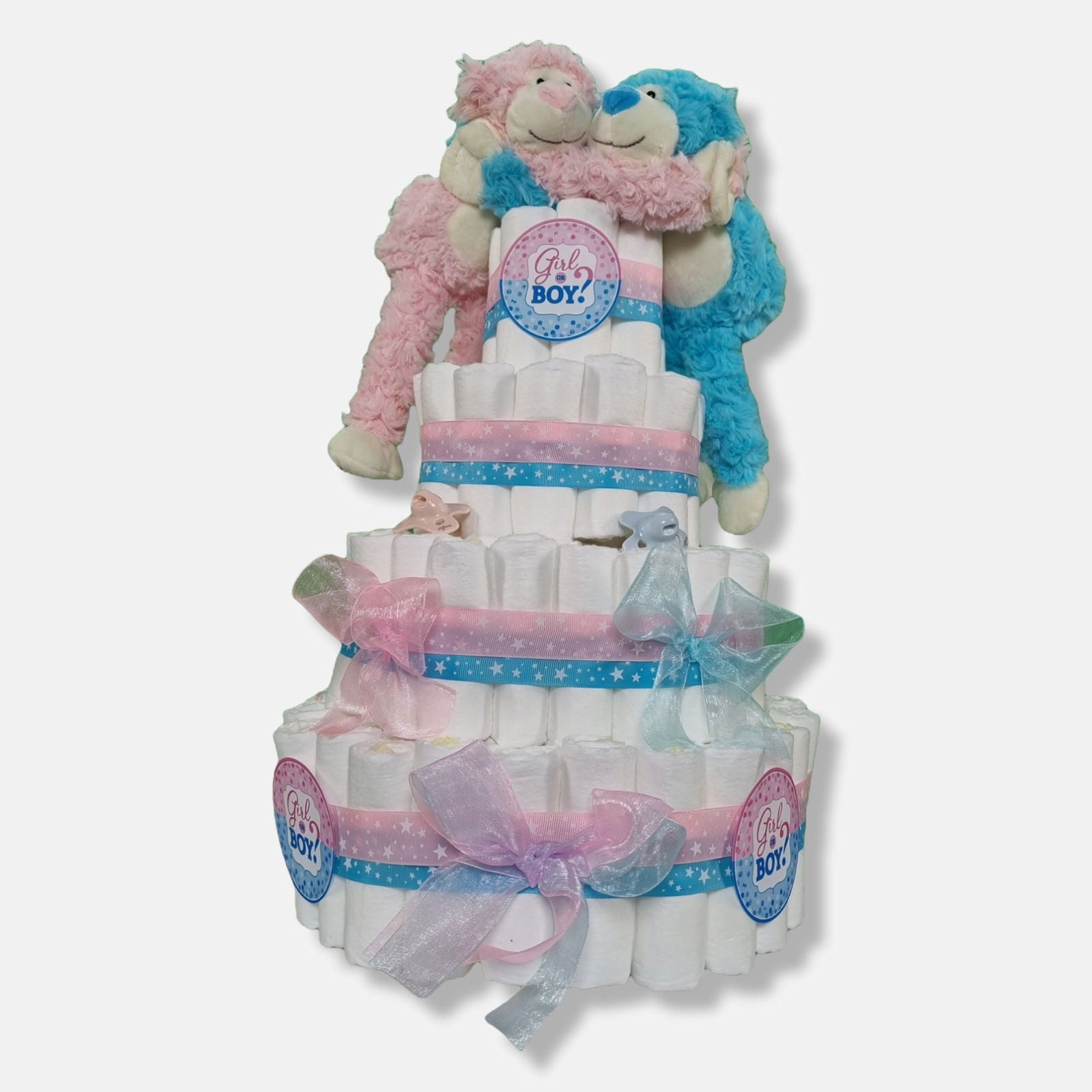 XXL Babyshower Luiertaart blauw/roze - Geboortegift